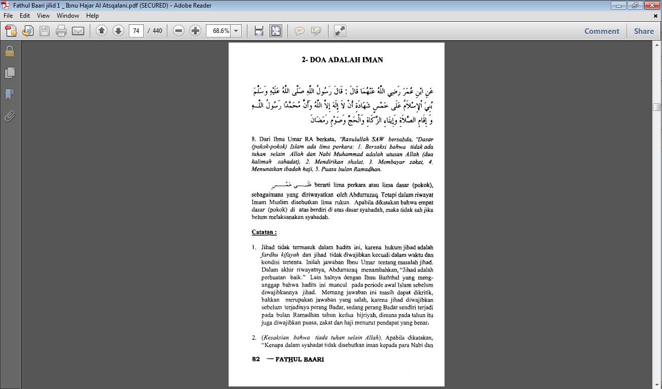 Fathul Baari jilid 1 – Ibnu Hajar Al Atsqalani