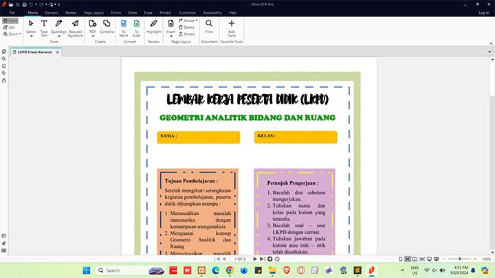 LKPD Irisan Kerucut – Parabola