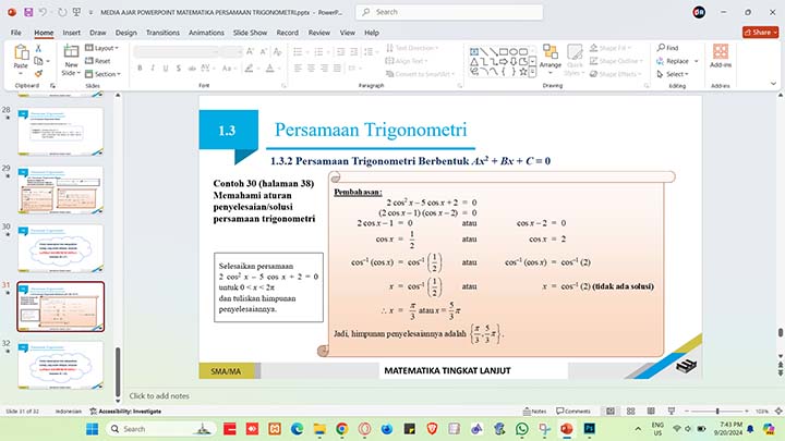 MEDIA AJAR POWERPOINT MATEMATIKA PERSAMAAN TRIGONOMETRI